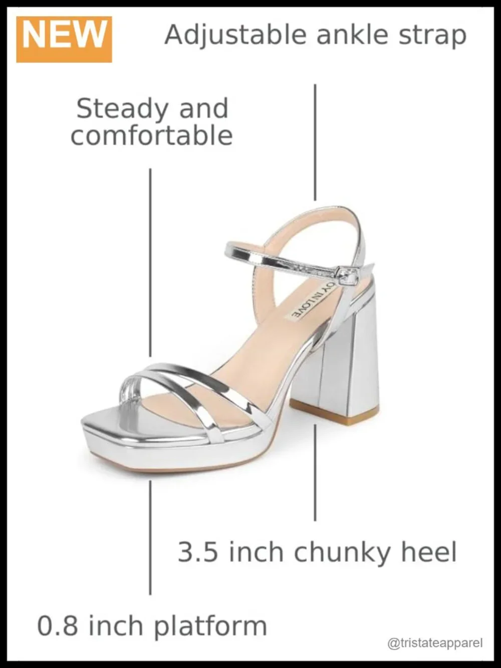 3.5 Inch Chunky Block Heel Ankle Strap Sandals Platform Heels